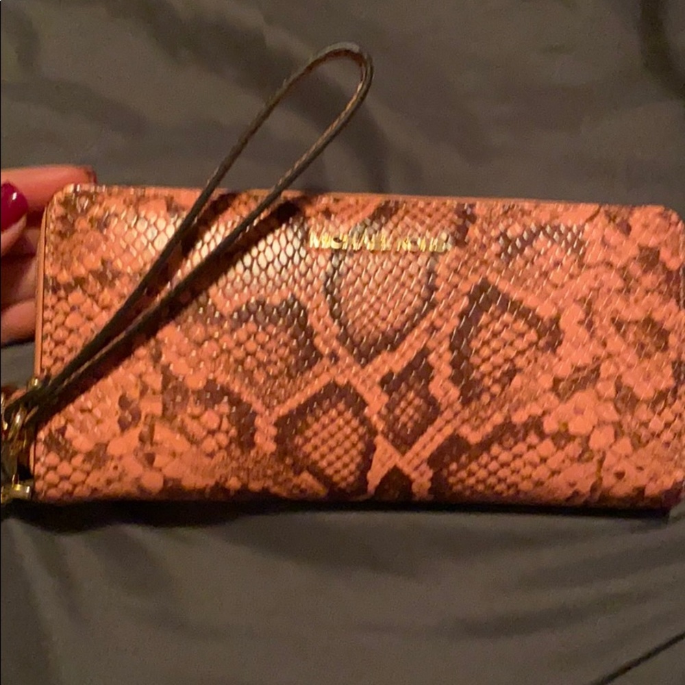 Michael Kors snakeskin long wallet wristlet.